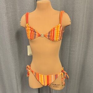 Monday Swimwear Orange & Yellow Stripe Bikini